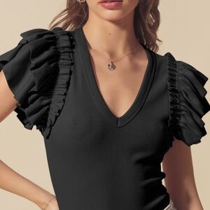 NWT Ruffle Statement Sleeve Bodysuit
